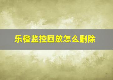 乐橙监控回放怎么删除