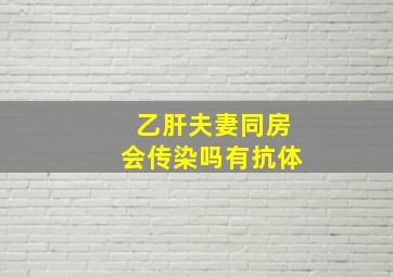 乙肝夫妻同房会传染吗有抗体