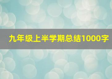 九年级上半学期总结1000字