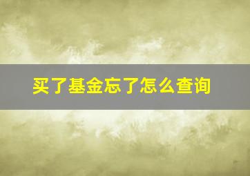 买了基金忘了怎么查询