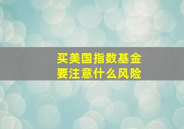 买美国指数基金要注意什么风险