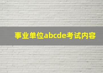 事业单位abcde考试内容