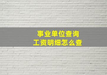 事业单位查询工资明细怎么查