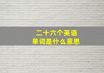 二十六个英语单词是什么意思