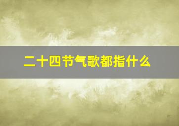 二十四节气歌都指什么