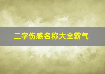 二字伤感名称大全霸气