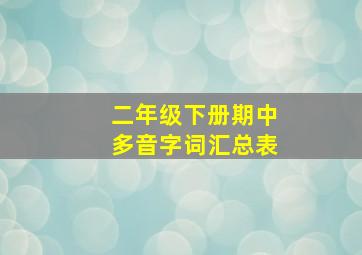 二年级下册期中多音字词汇总表