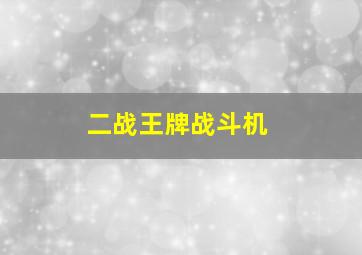 二战王牌战斗机