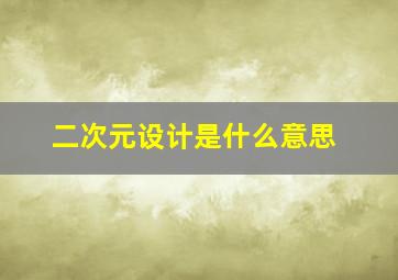 二次元设计是什么意思