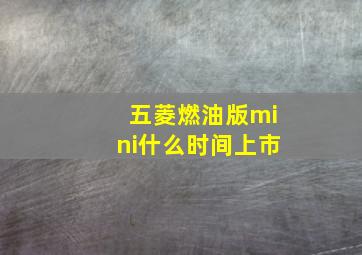 五菱燃油版mini什么时间上市