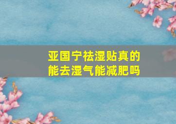 亚国宁祛湿贴真的能去湿气能减肥吗