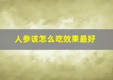 人参该怎么吃效果最好