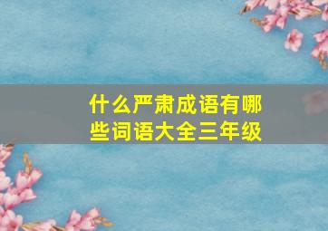 什么严肃成语有哪些词语大全三年级