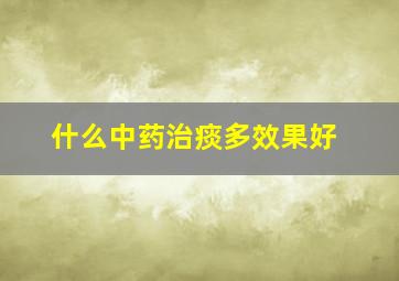 什么中药治痰多效果好