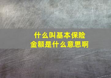 什么叫基本保险金额是什么意思啊