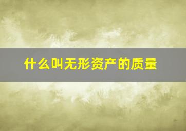 什么叫无形资产的质量