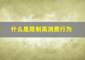 什么是限制高消费行为