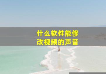 什么软件能修改视频的声音