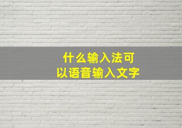 什么输入法可以语音输入文字