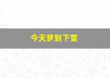 今天梦到下雪