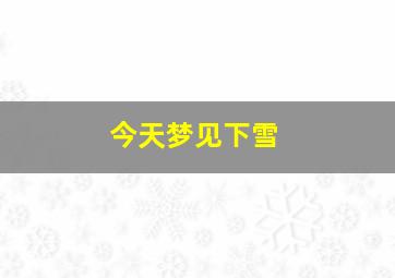 今天梦见下雪