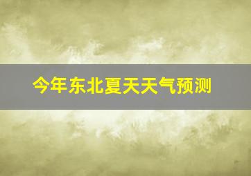 今年东北夏天天气预测