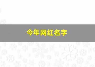 今年网红名字