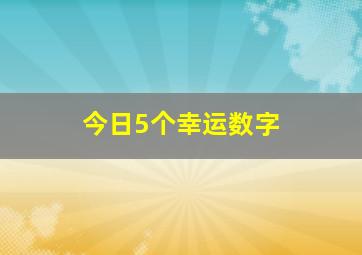 今日5个幸运数字