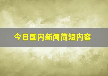 今日国内新闻简短内容