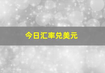 今日汇率兑美元