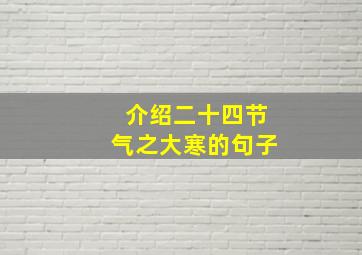 介绍二十四节气之大寒的句子