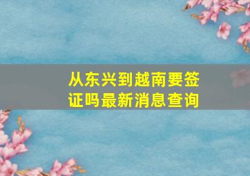 从东兴到越南要签证吗最新消息查询