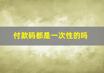 付款码都是一次性的吗