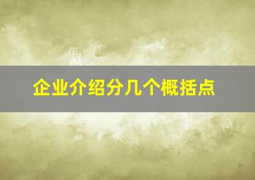 企业介绍分几个概括点