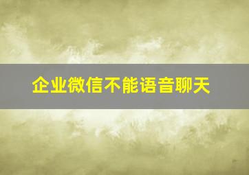 企业微信不能语音聊天