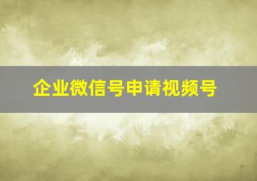 企业微信号申请视频号