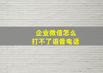 企业微信怎么打不了语音电话