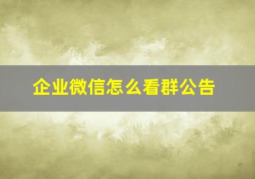 企业微信怎么看群公告