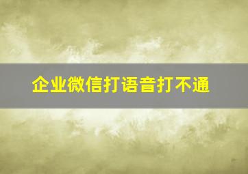 企业微信打语音打不通