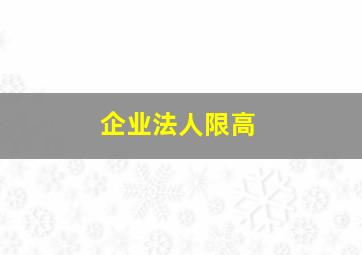 企业法人限高