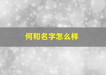 何和名字怎么样