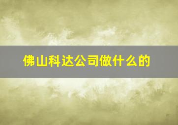 佛山科达公司做什么的