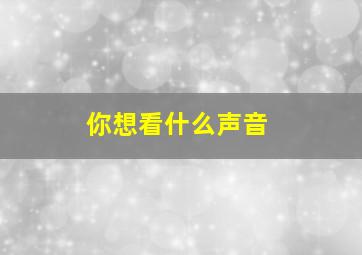 你想看什么声音