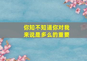 你知不知道你对我来说是多么的重要