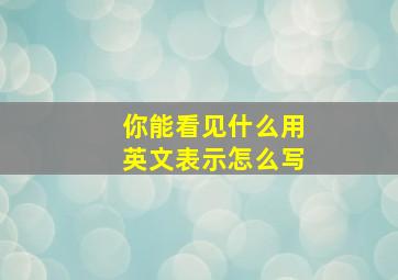 你能看见什么用英文表示怎么写