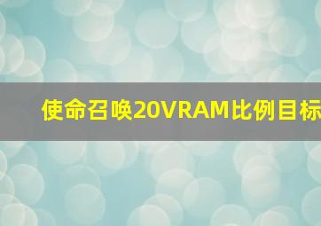 使命召唤20VRAM比例目标