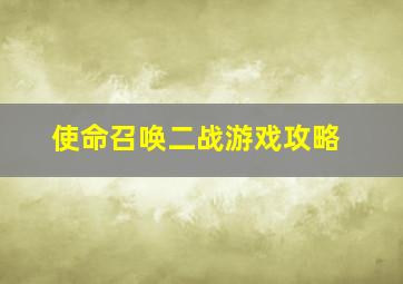 使命召唤二战游戏攻略