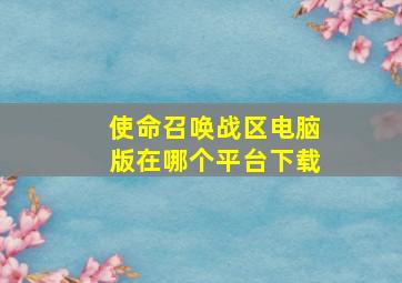 使命召唤战区电脑版在哪个平台下载