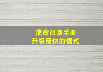 使命召唤手册升级最快的模式