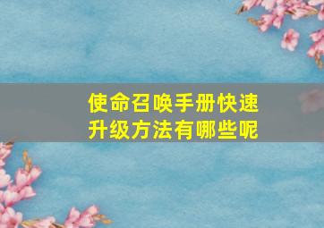 使命召唤手册快速升级方法有哪些呢